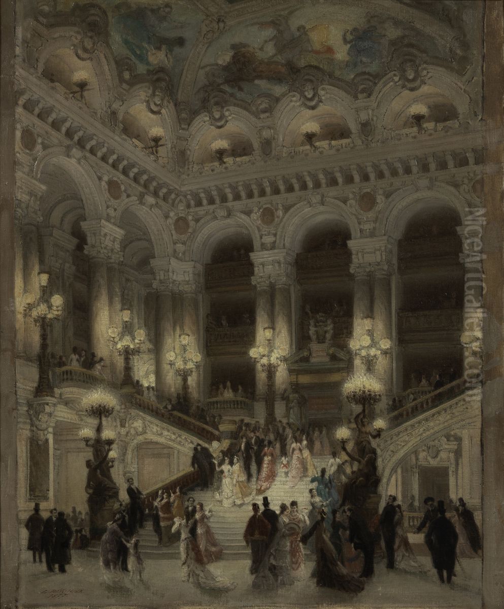 L'escalier de l'Opera Oil Painting by Louis Beroud