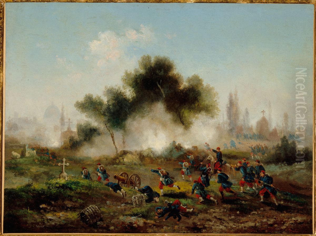 Assaut d'un cimetiere par les troupes regulieres, mai 1871 Oil Painting by Gustave Boulanger