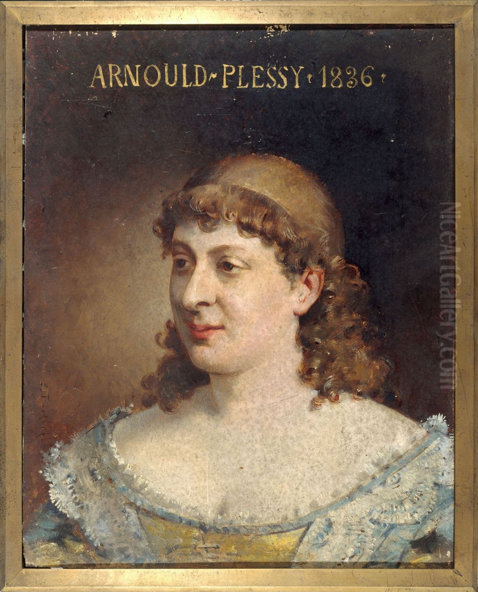 Portrait de Jeanne-Sylvanie Arnould-Plessy (1819-1897), societaire de la Comedie-Francaise Oil Painting by Edouard Toudouze