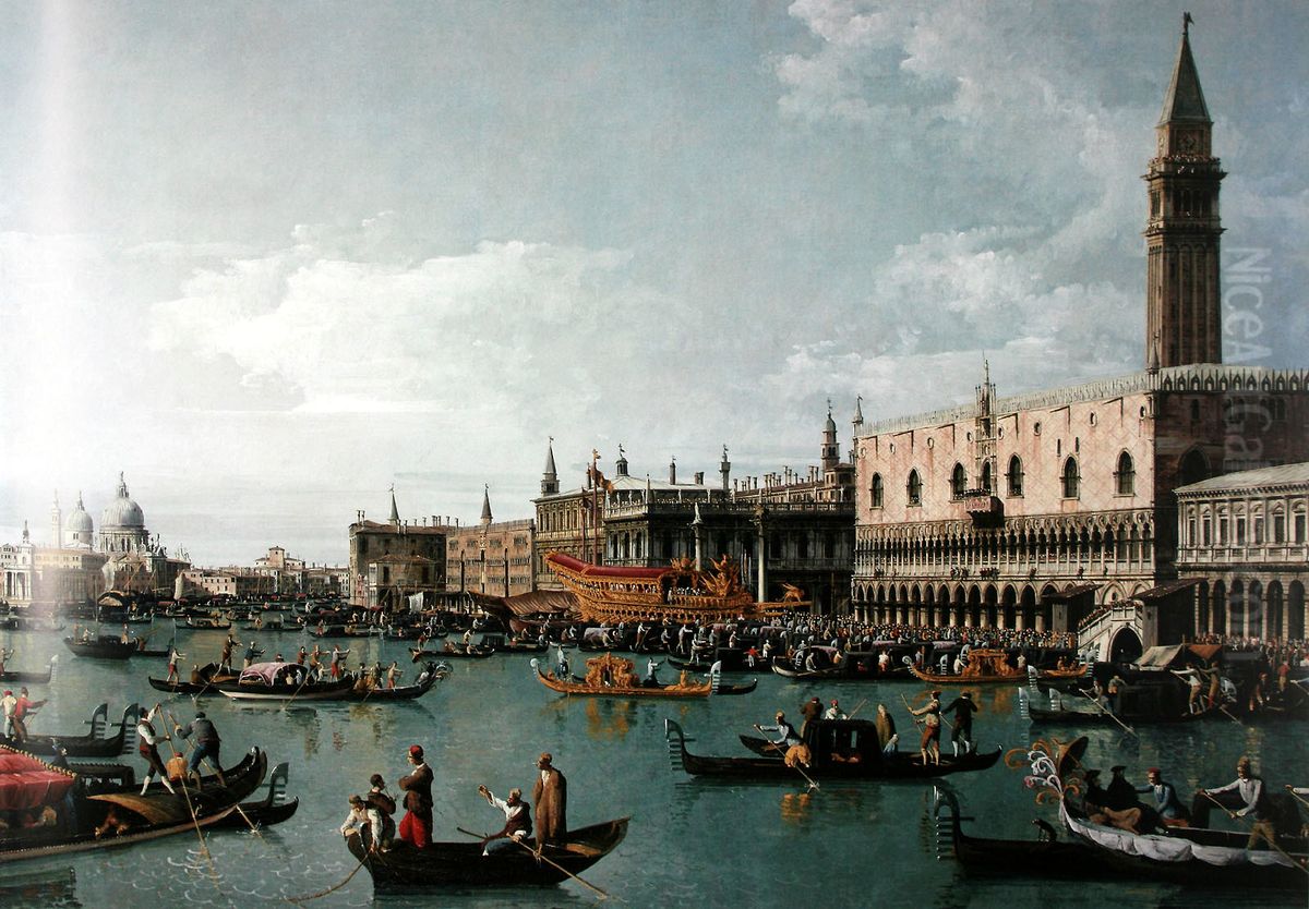 The harbor basin of San Marco on Ascension Day, Venice Oil Painting by Bernardo Bellotto