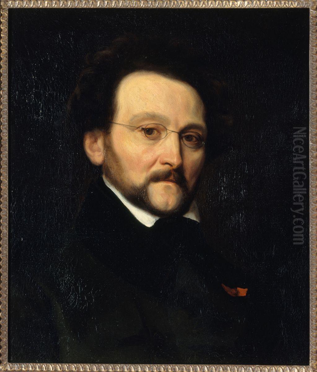 Portrait de Leon Cogniet (1794-1880), peintre Oil Painting by Charles-Emile-Callande de Champmartin