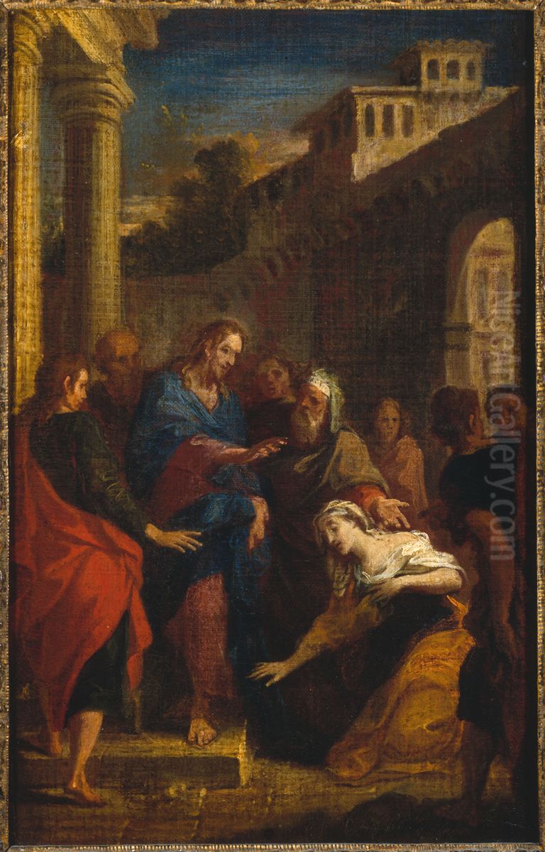 Le Christ et l'Hemorroisse Oil Painting by Louis De Boullogne