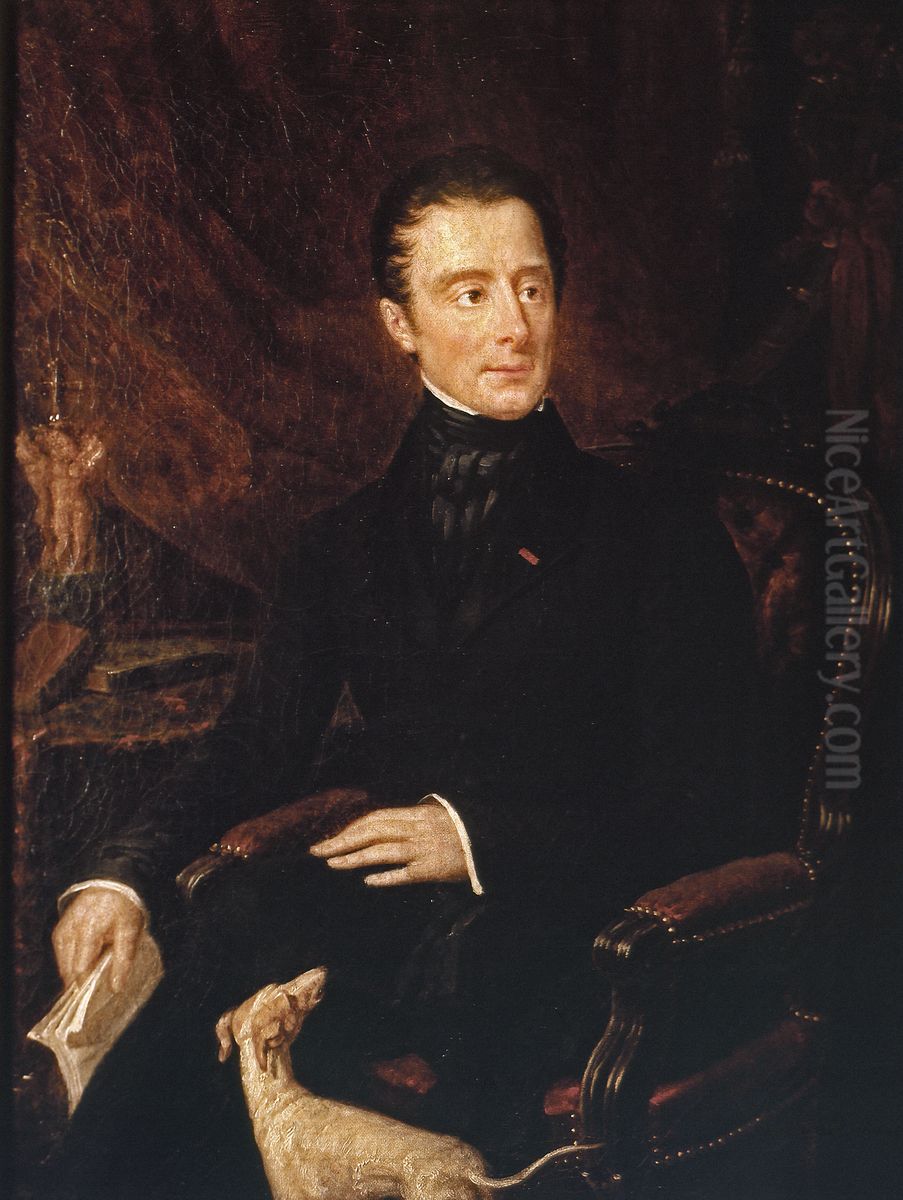 Portrait d'Alphonse de Lamartine (1790-1869), poete et homme politique Oil Painting by Elisa de Lamartine