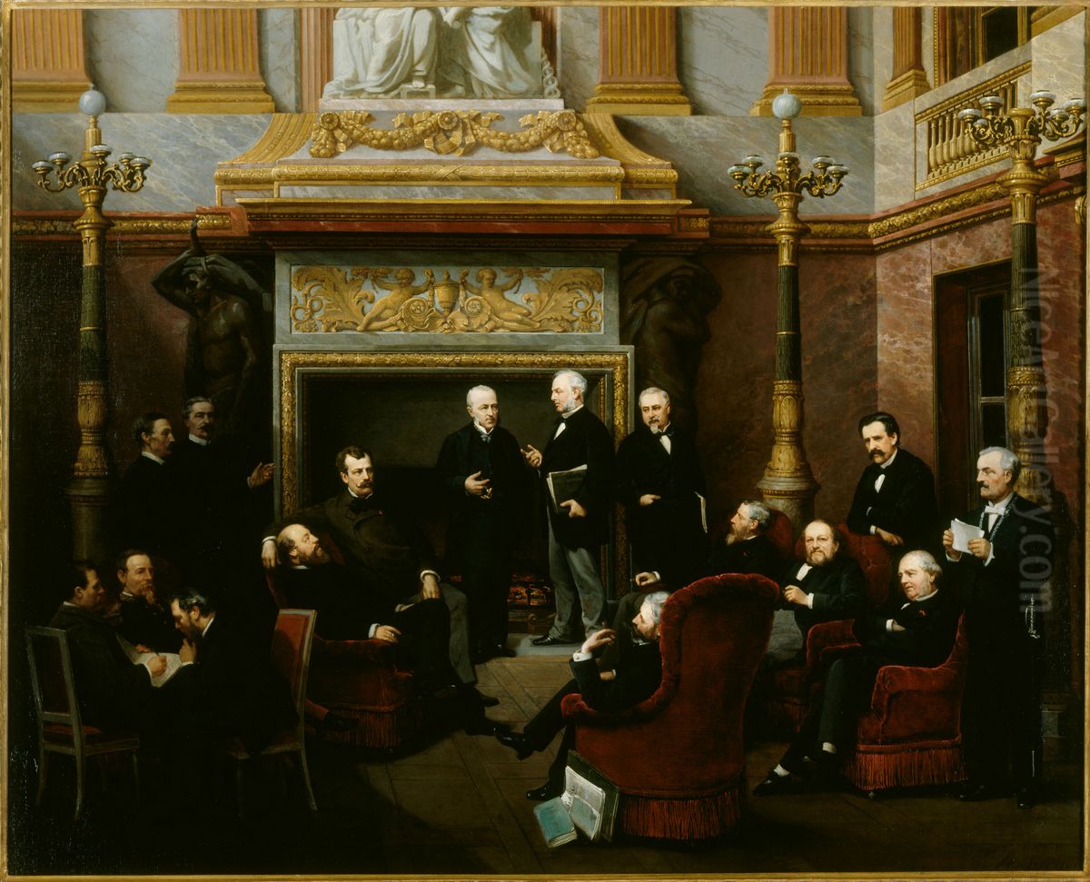 Le Fumoir de l'Assemblee nationale au chateau de Versailles, en 1876 Oil Painting by Paul Leon Aclocque