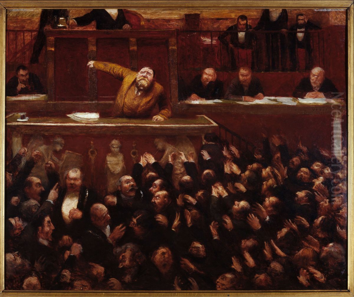 Jean Jaures (1859-1914), a la tribune de la Chambre des deputes Oil Painting by Jean Veber