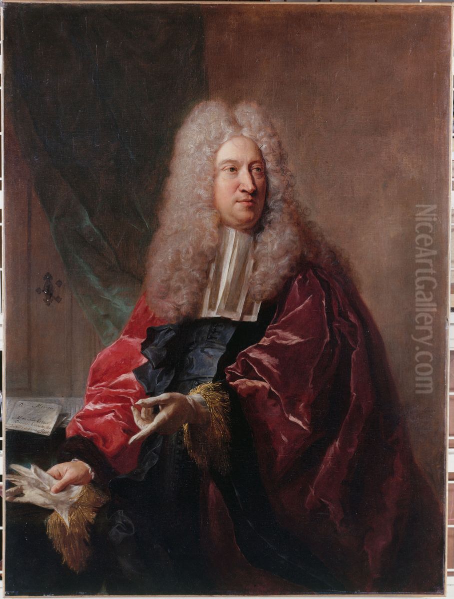 Portrait de Jean Hebert, echevin de la ville de Paris Oil Painting by Francois de Troy