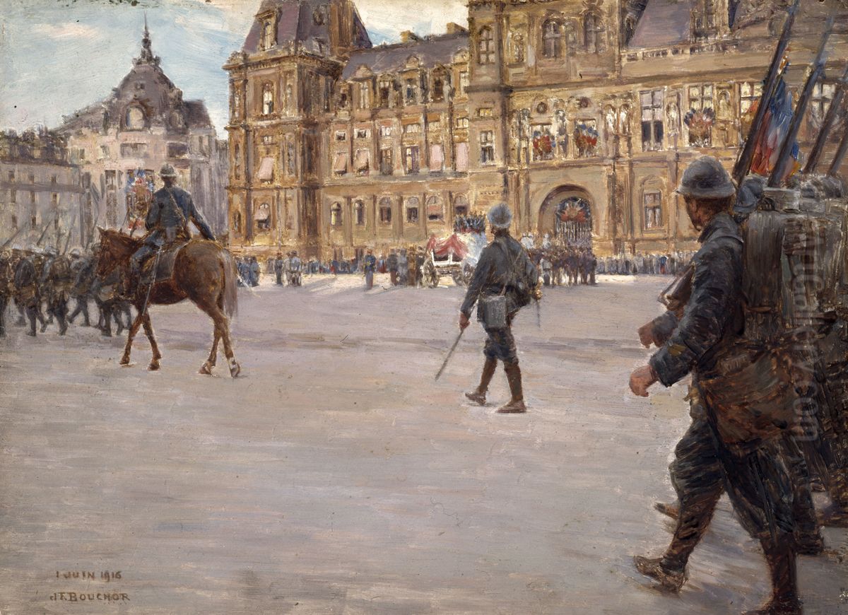 Les funerailles du general Gallieni (1849-1916), le 1er juin 1916 Oil Painting by Joseph-Felix Bouchor