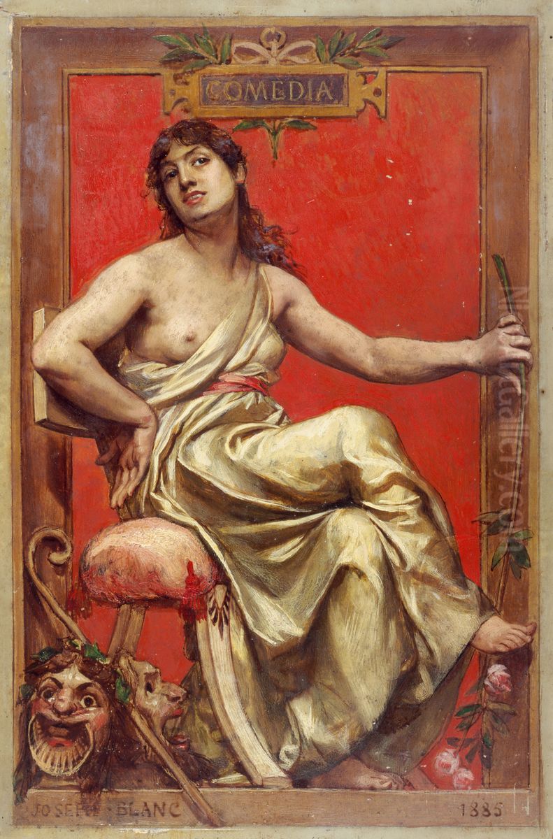 Portrait de Julia Bartet (1854-1941), en allegorie de la Comedie Oil Painting by Joseph Paul Blanc