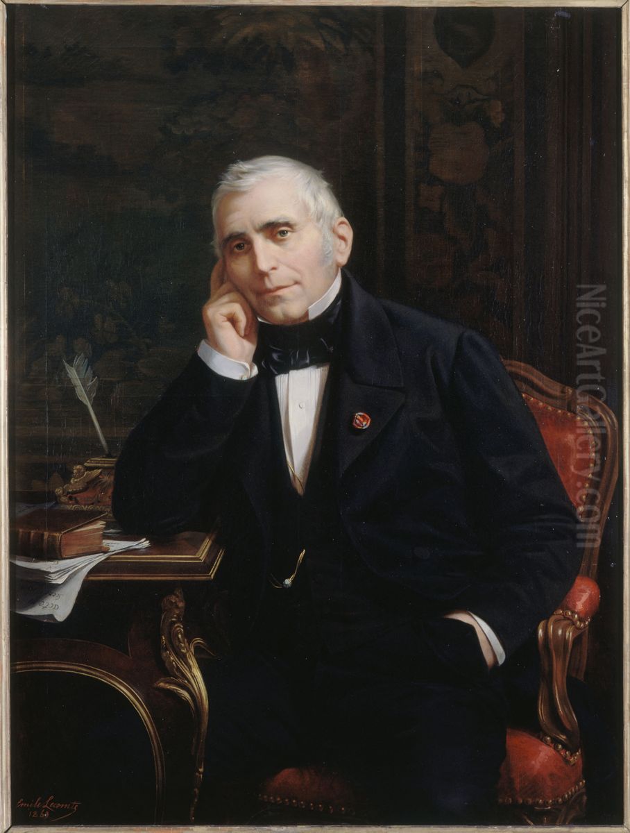 Portrait d'Eugene Scribe (1791-1861), auteur dramatique Oil Painting by Emile Vernet-Lecomte
