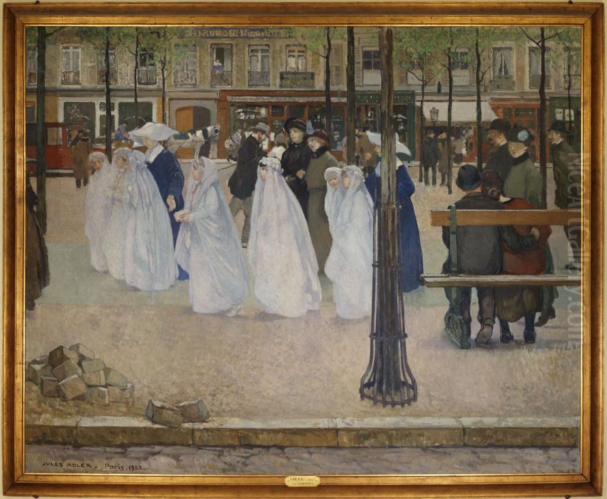 Printemps de Paris, Les Communiantes Oil Painting by Jules Adler