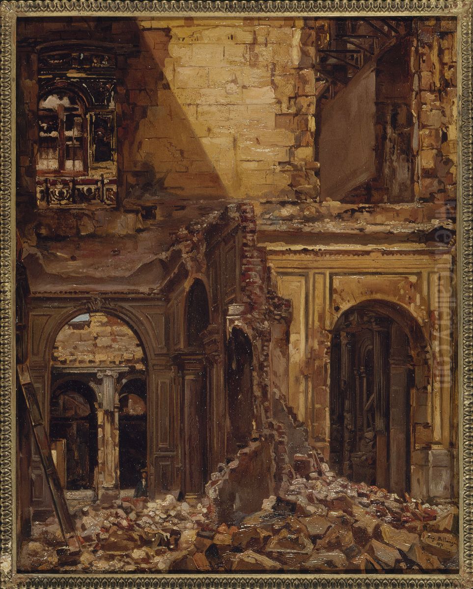 Ruines des Tuileries, apres l'incendie de 1871 Oil Painting by Eugene Bellange