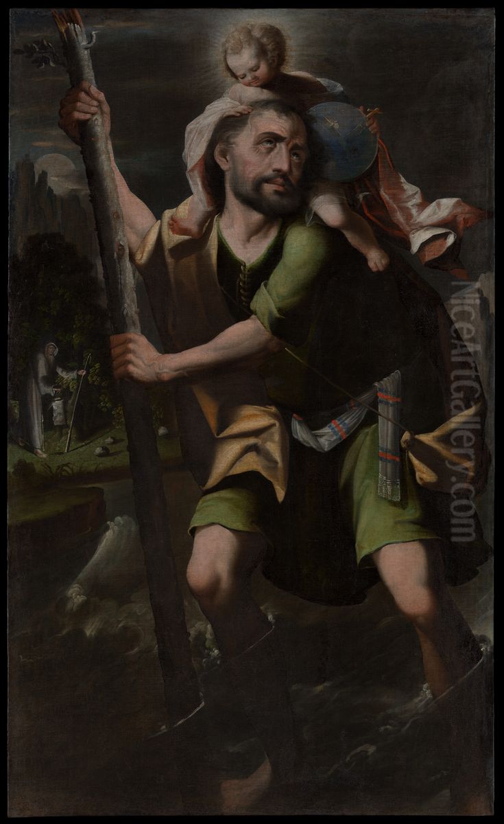 Saint Christopher Oil Painting by Melchor Perez de Holguin