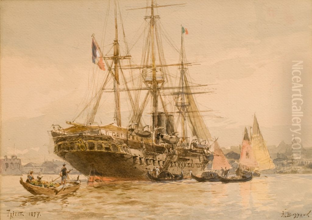 <<Port v Trieste>> Oil Painting by Alexander Beggrov