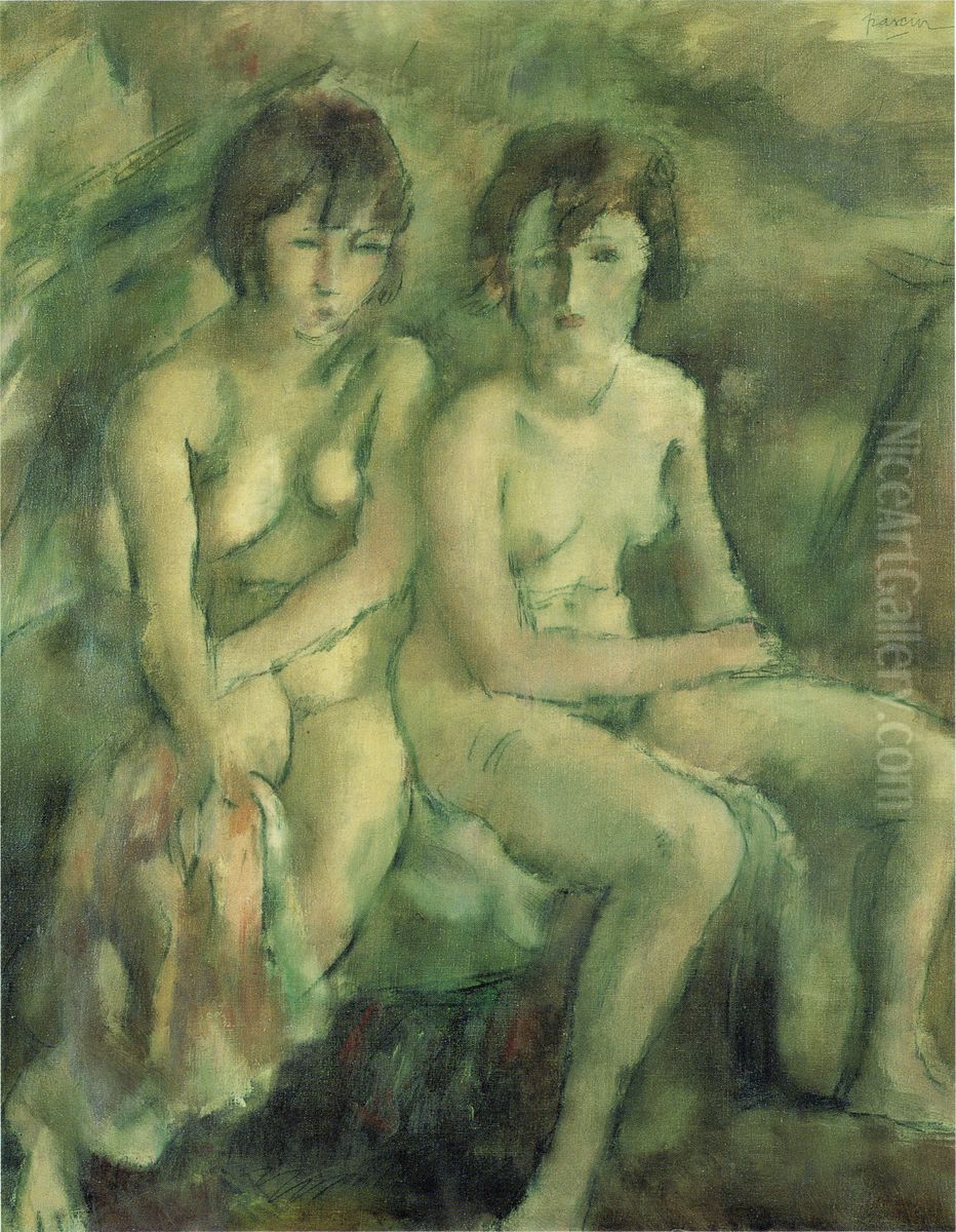 Two Swiss Girls ri ben yu: er rennosuisu niang Oil Painting by Jules Pascin