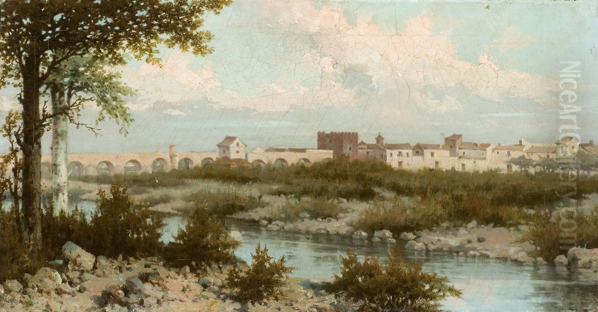 Puente sobre el Guadalquivir Oil Painting by Rafael Romero Barros