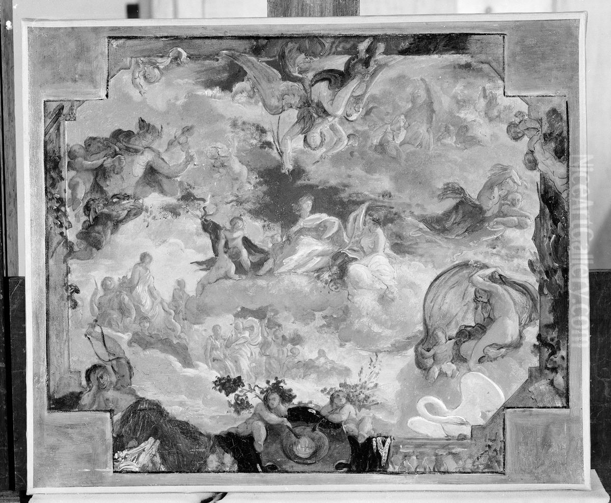 Esquisse pour la salle des prevots de l'Hotel de Ville de Paris : Allegorie du 2 decembre 1852 Oil Painting by Leon Riesener