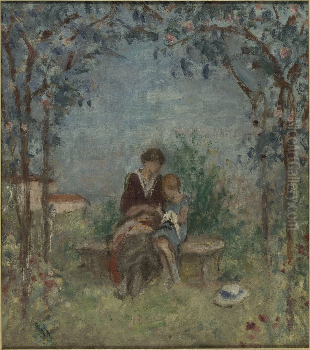 La couture : Esquisse pour le preau de l'ecole des filles de l'avenue Simon-Bolivar, 19eme arrondissement de Paris Oil Painting by Georges d'Espagnat