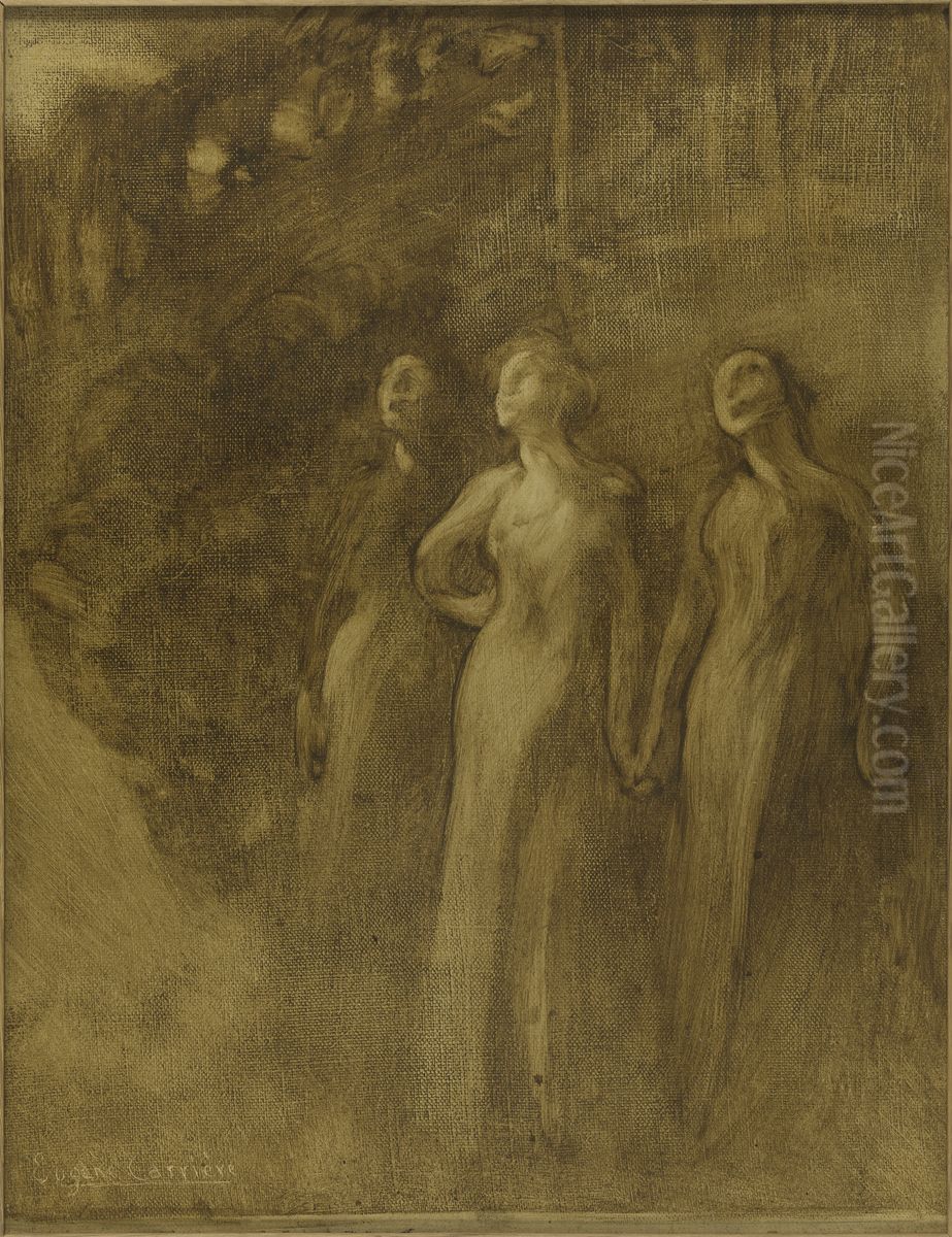 Esquisse pour la mairie du 12eme : la jeunesse Oil Painting by Eugene Carriere