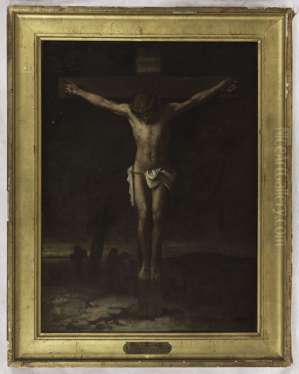 Esquisse pour le palais de justice de Paris : Le Christ en croix Oil Painting by Alexis Marie Louis Douillard