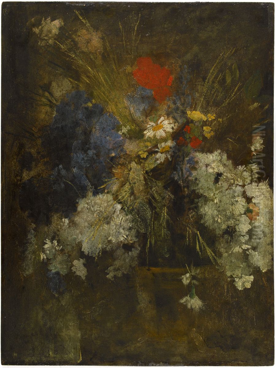 Fleurs des champs (Coquelicot, marguerite et bleuet) Oil Painting by Jean-Baptiste Carpeaux