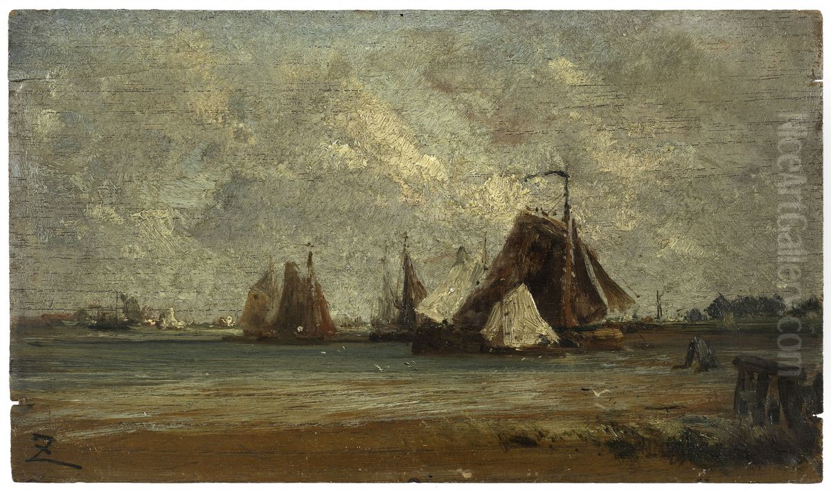 Les sloops de peche Oil Painting by Felix Ziem