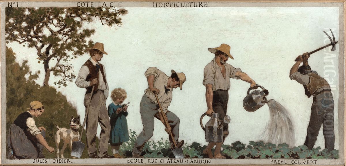 L'horticulture : Esquisse pour l'ecole de la rue Chateau-Landon, 10eme arrondissement de Paris Oil Painting by Jules Didier