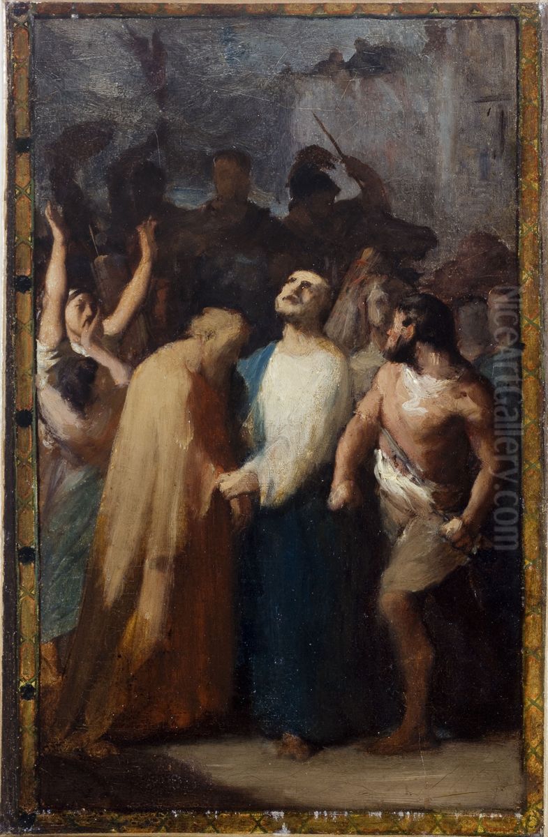 Esquisse pour l'eglise Saint-Jacques-Saint-Christophe de la Villette : Martyre de Saint-Jacques Oil Painting by Jean-Francois Bremond