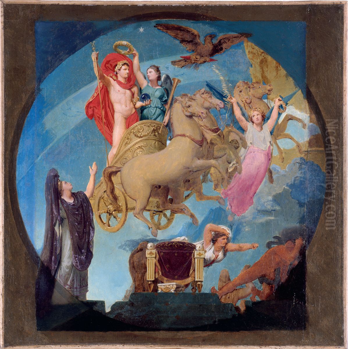 Esquisse pour l'Hotel de Ville de Paris : Apotheose de Napoleon Ier Oil Painting by Jean Auguste Dominique Ingres