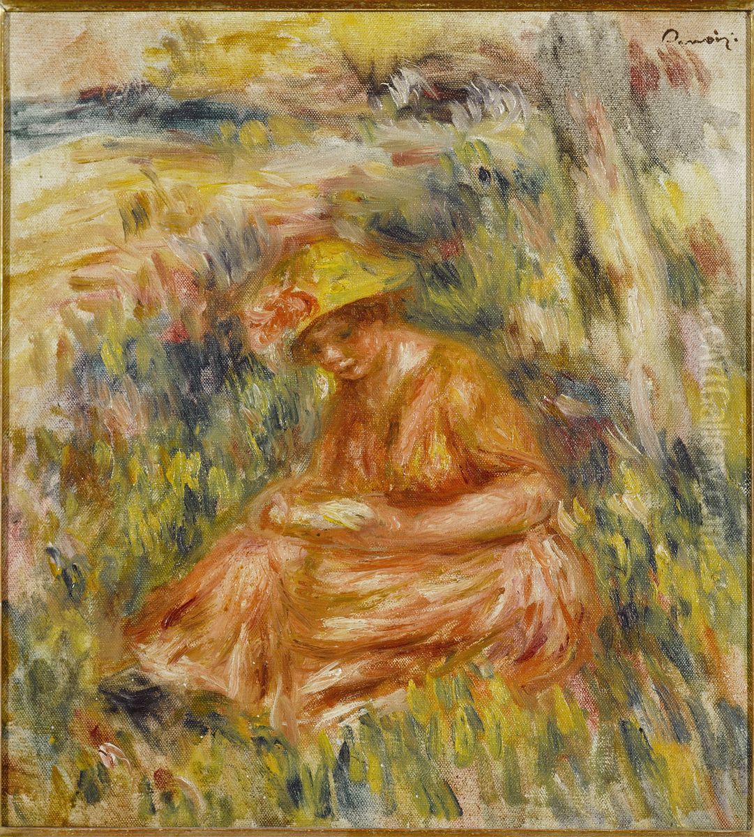 Femme lisant dans un paysage Oil Painting by Pierre Auguste Renoir