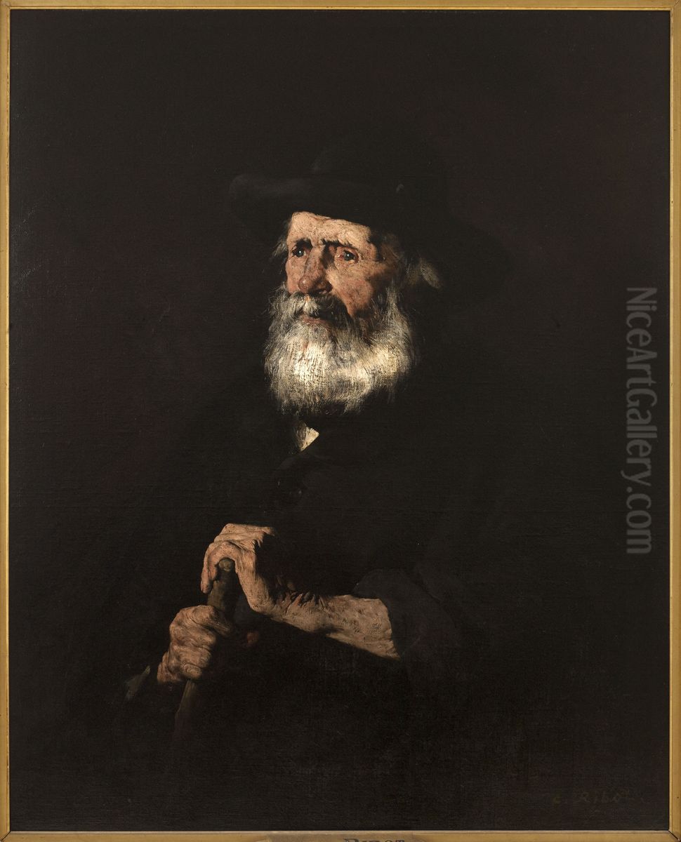 Portrait d'un vieillard Oil Painting by Augustin Theodule Ribot