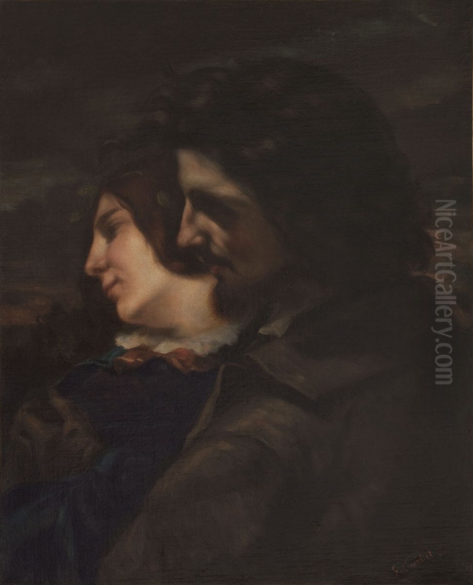 Lovers in the Country, Sentiments of the Young Age Oil Painting by Gustave Courbet