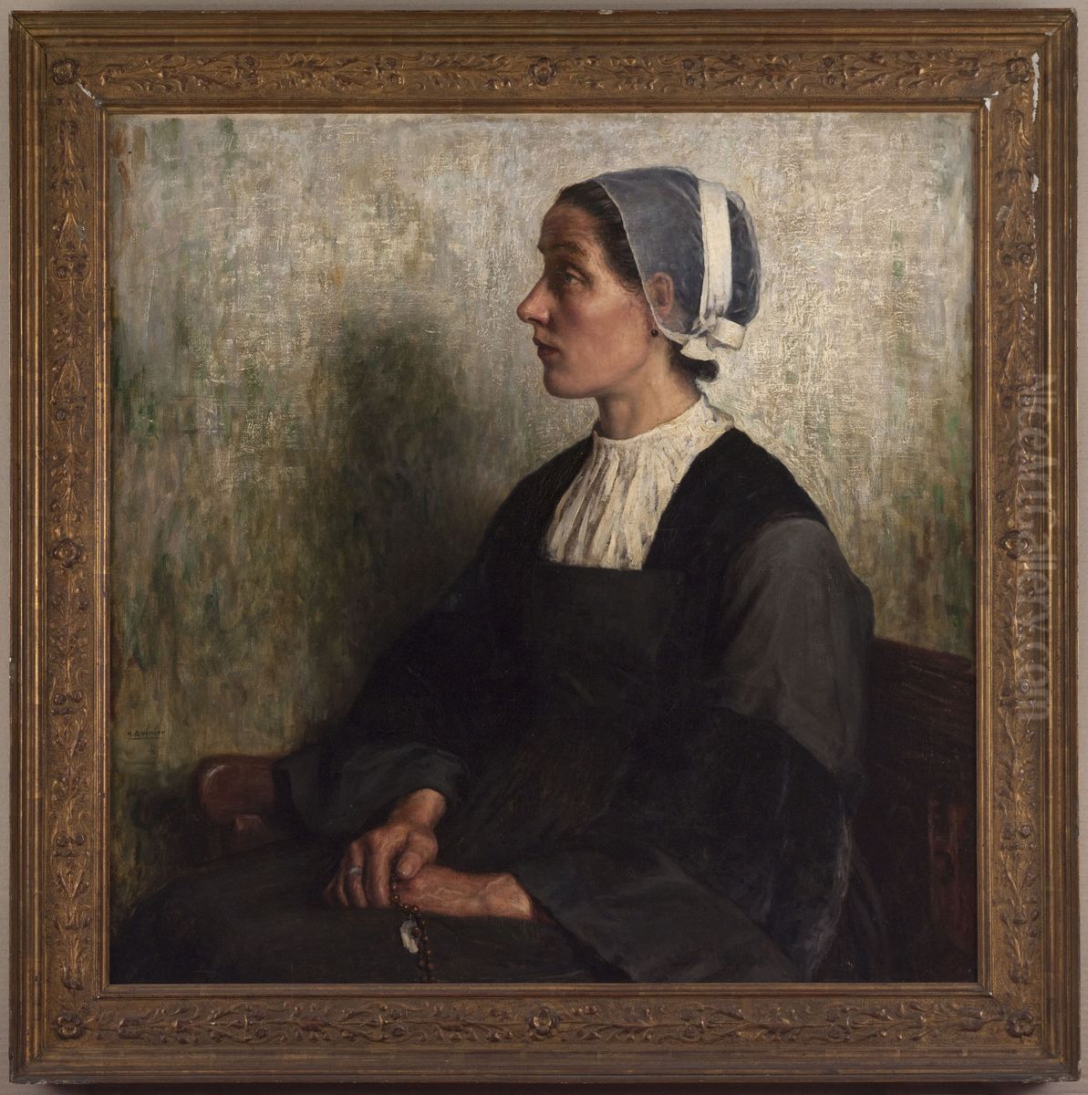 Bretonne en priere Oil Painting by Henri Guinier