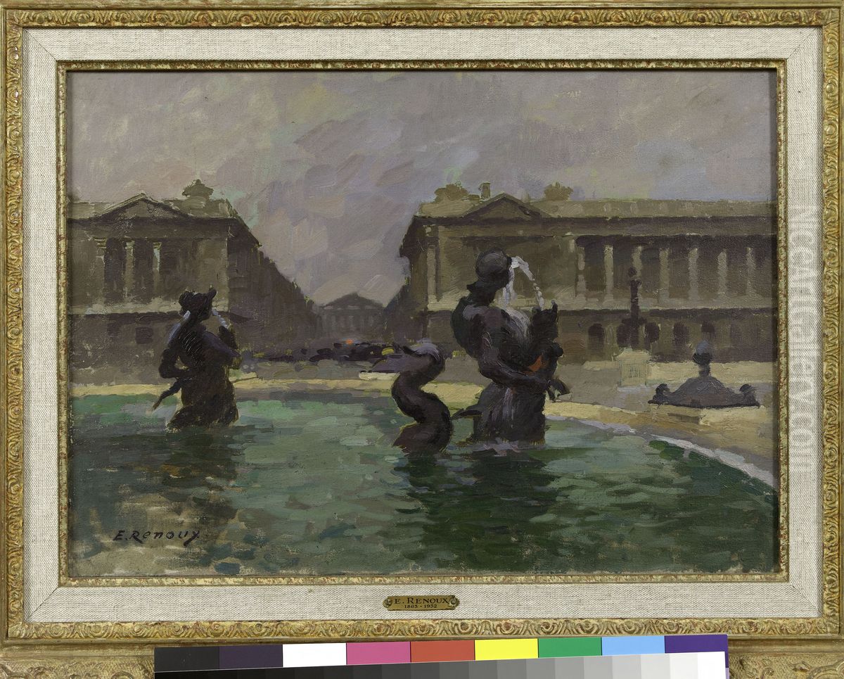 La Place de la Concorde et la rue Royale Oil Painting by Jules Ernest Renoux