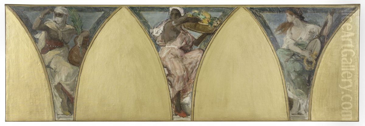 Esquisse pour l'Hotel de ville de Paris : Algerie. Guyanne. Provence Oil Painting by Ferdinand Humbert