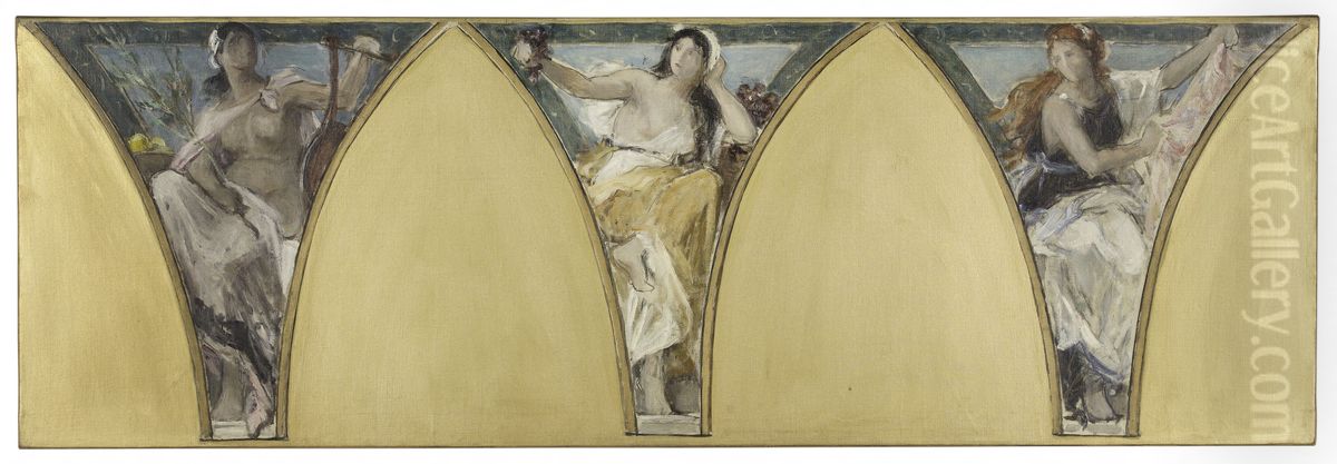 Esquisse pour l'Hotel de Ville de Paris : Languedoc. Gascogne. Lyonnais Oil Painting by Ferdinand Humbert