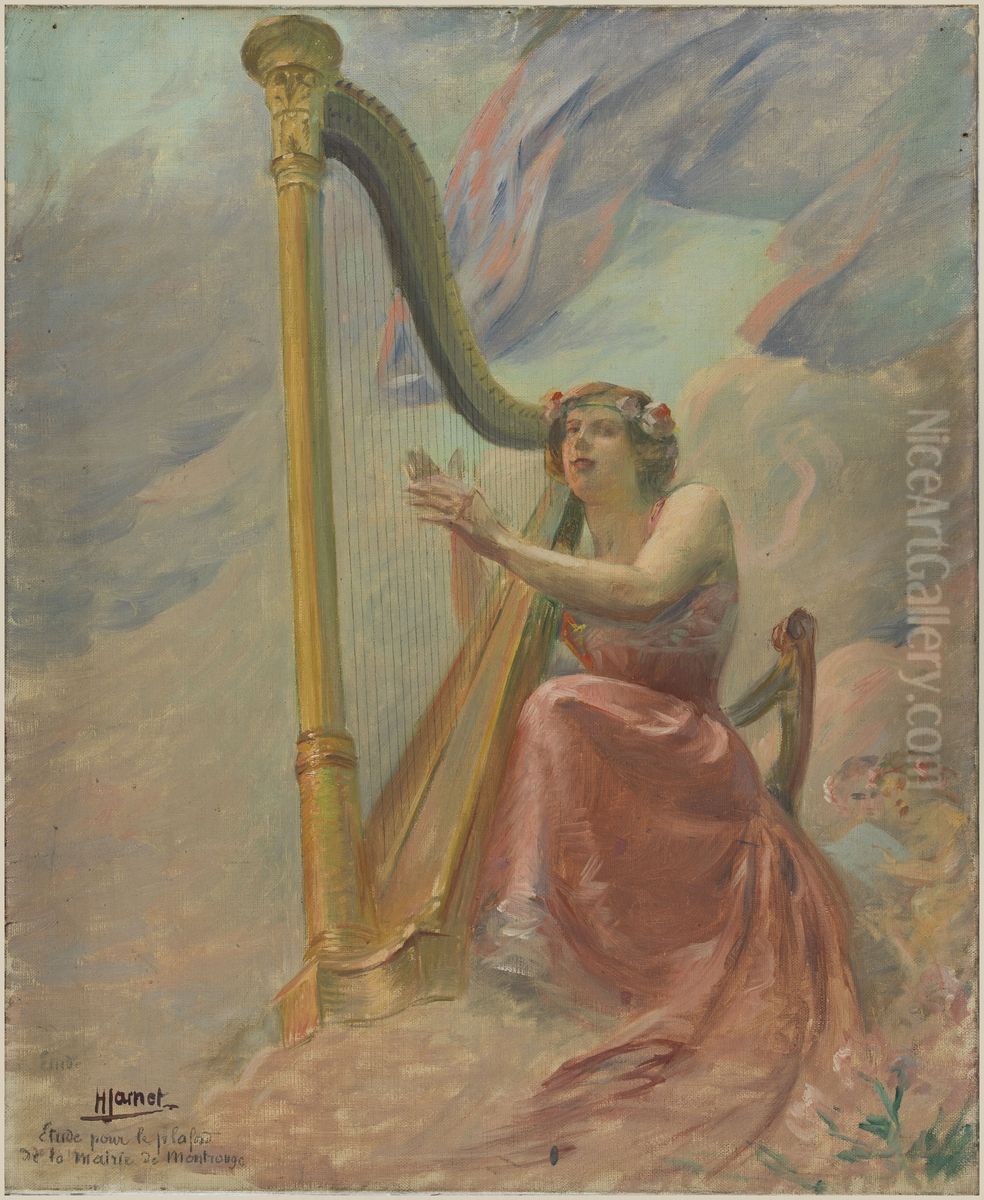 Esquisse pour la salle des mariages de la mairie de Montrouge : La Musique Oil Painting by Henri Pierre Jamet