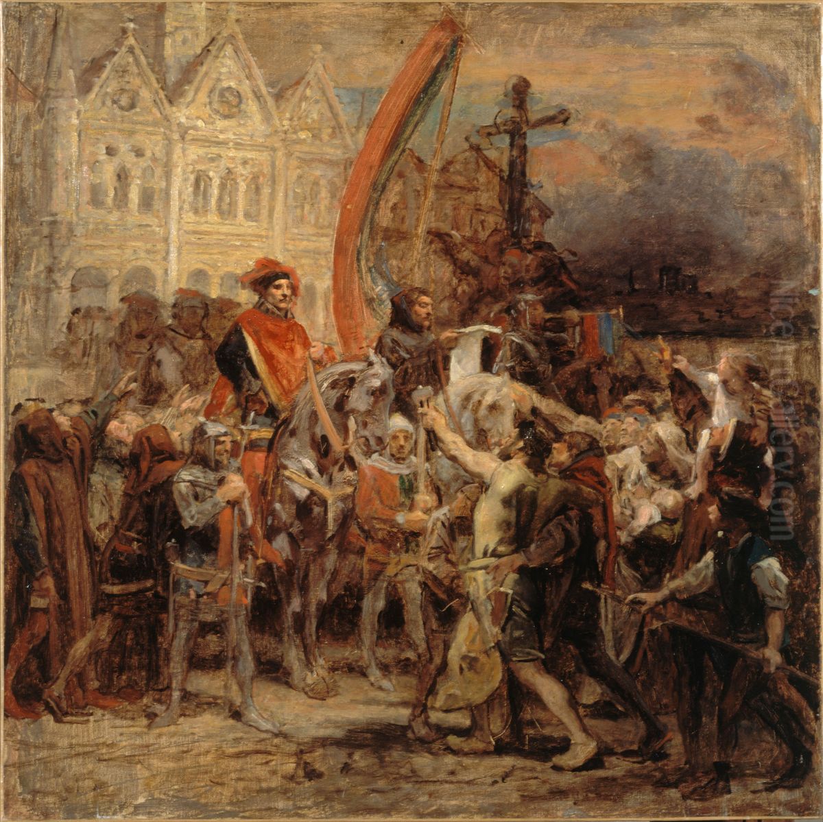 Esquisse pour un tableau : Etienne Marcel et la Grande Ordonnance de 1357 Oil Painting by Diogene Ulyssee Napoleon Maillart