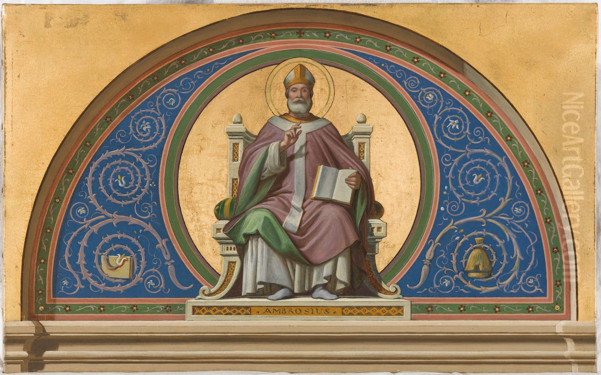 Esquisse pour l'eglise Saint-Ambroise : Saint Ambroise Oil Painting by Charles Soulacroix