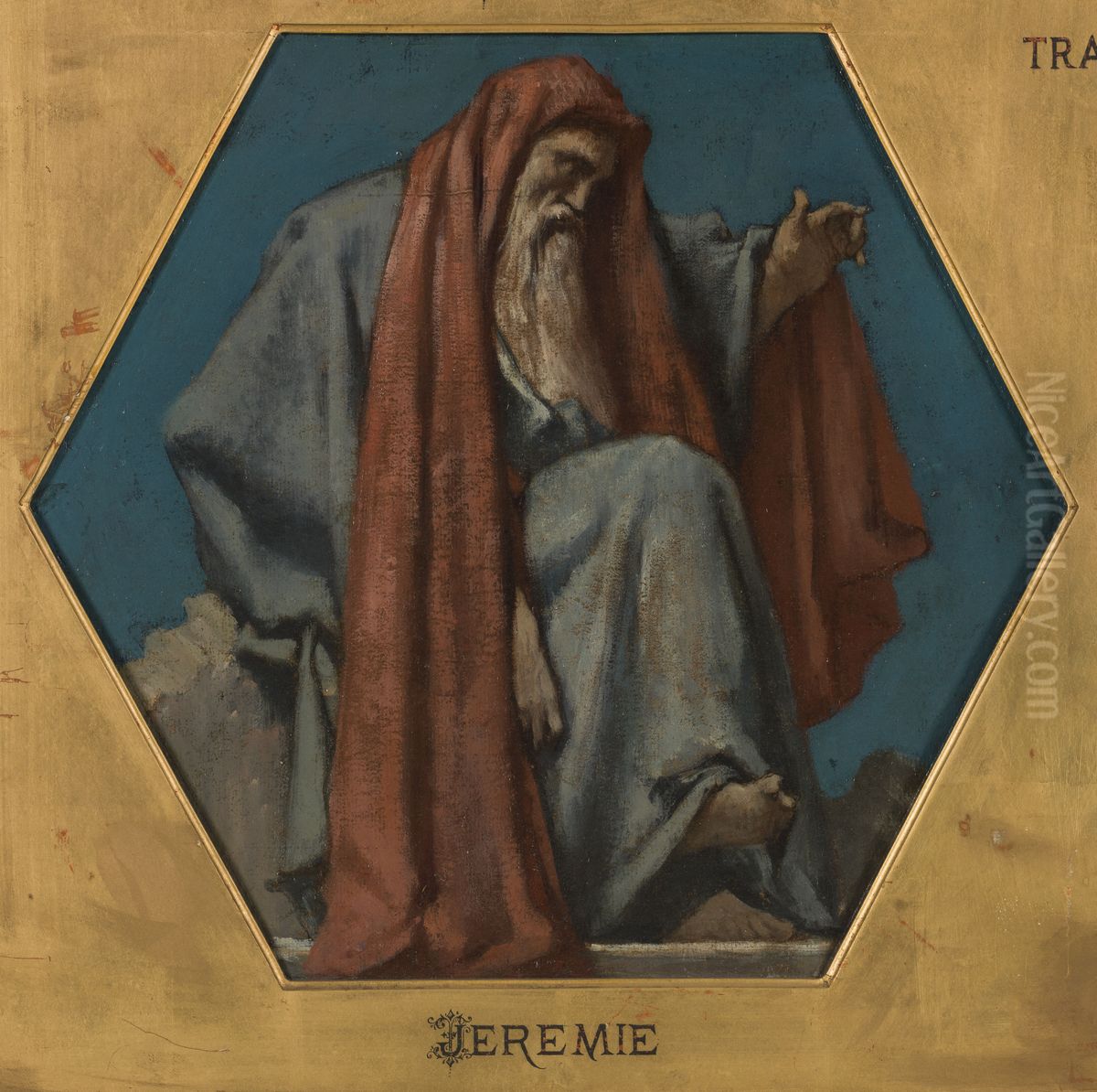 Esquisse pour l'eglise Saint Francois Xavier : Jeremie Oil Painting by Jules-Elie Delaunay