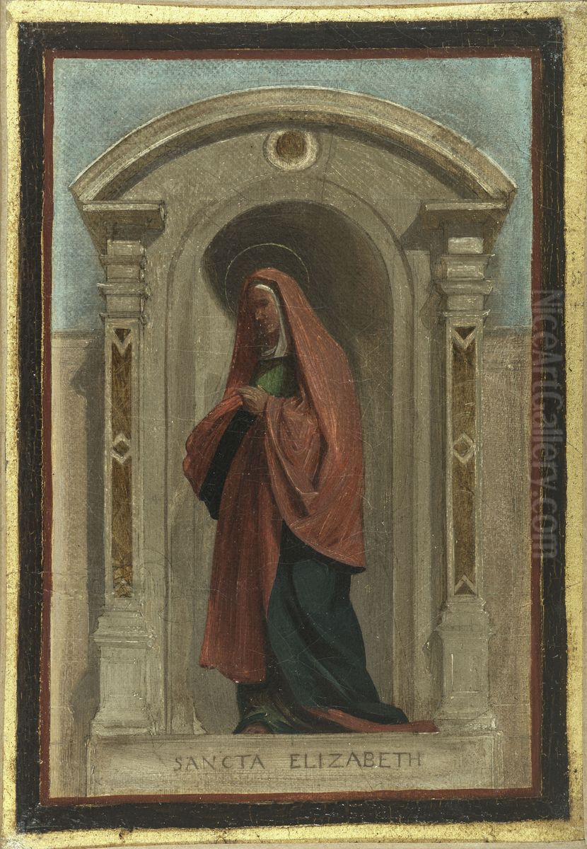 Esquisse pour l'eglise Notre-Dame-de-Bonne-Nouvelle : Sainte Elisabeth Oil Painting by Nicolas-Auguste Hesse
