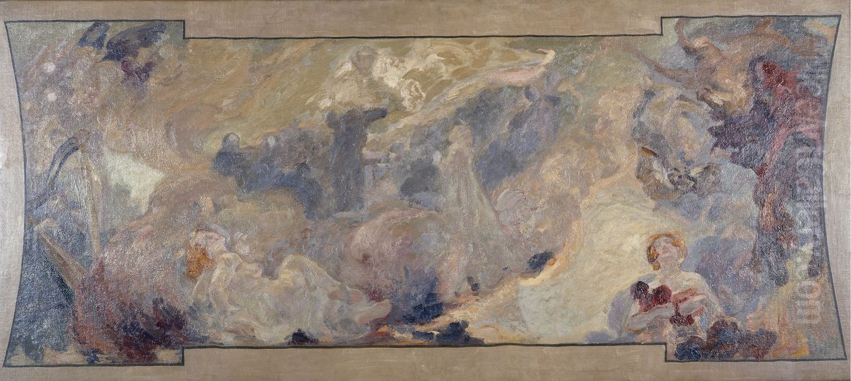 Esquisse pour le Petit Palais, galerie sud : La musique fantastique Oil Painting by Alfred Philippe Roll