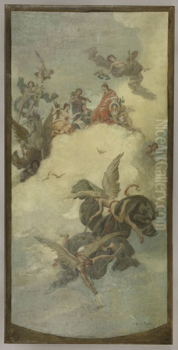 Esquisse pour la mairie du 6eme arrondissement de Paris : Paris, cite d'art Oil Painting by Louis Edouard Fournier