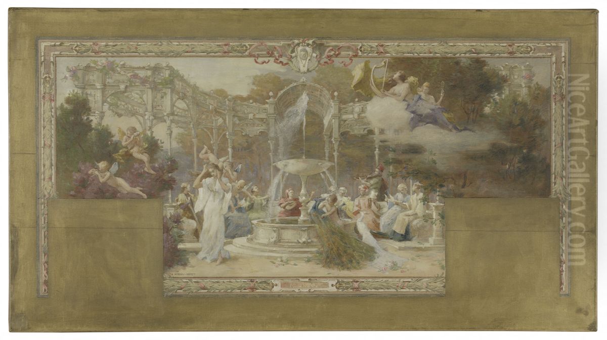 Esquisse pour la mairie du 10eme arrondissement de Paris : L'Ouie Oil Painting by Adrien Moreau-Neret