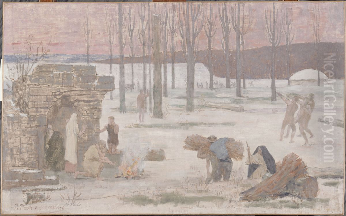 L'Hiver, esquisse pour l'Hotel de Ville de Paris Oil Painting by Pierre Puvis de Chavannes