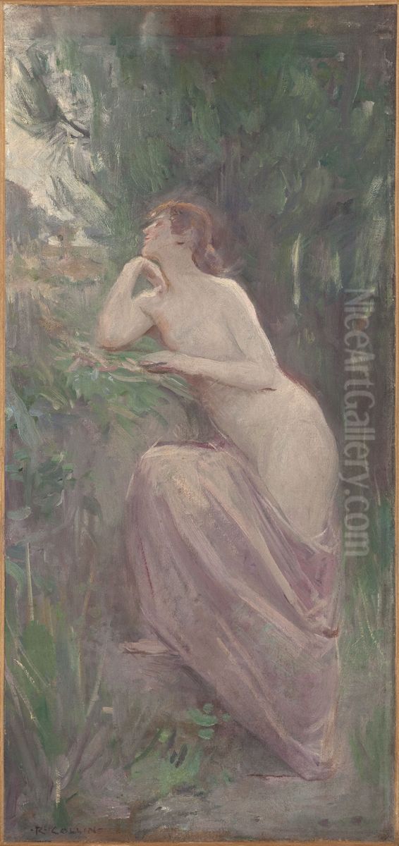 Esquisse pour le salon des Lettres de l'Hotel de Ville de Paris : La Poesie Oil Painting by Raphael Collin