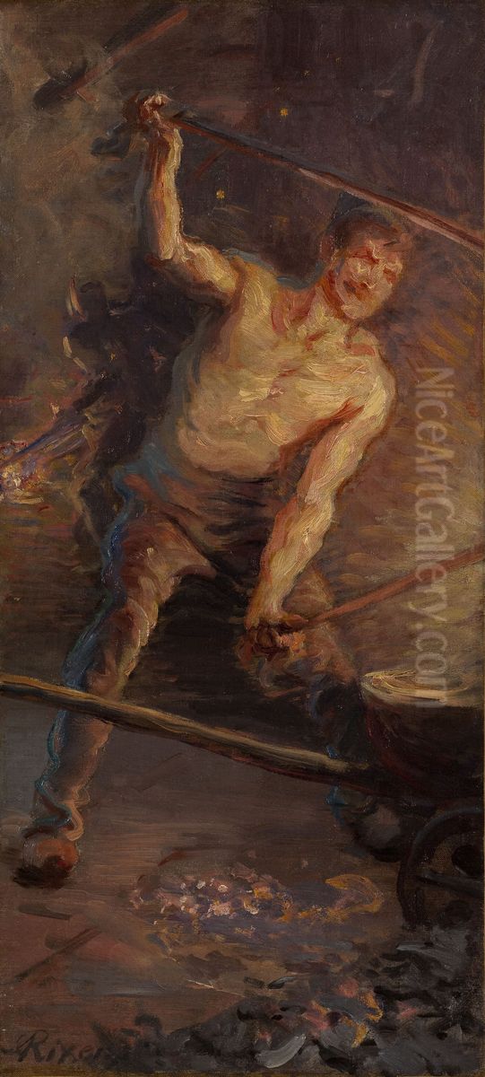 Esquisse pour le salon des Sciences de l'Hotel de Ville de Paris : Le Feu Oil Painting by Jean-Andre Rixens