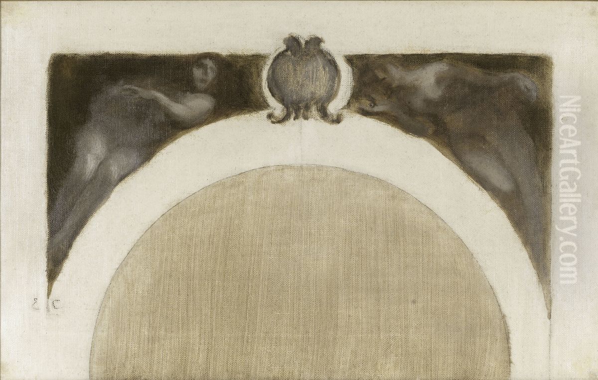 Esquisse pour le salon des Sciences de l'Hotel de Ville de Paris : Les Mathematiques - La Mineralogie Oil Painting by Eugene Carriere