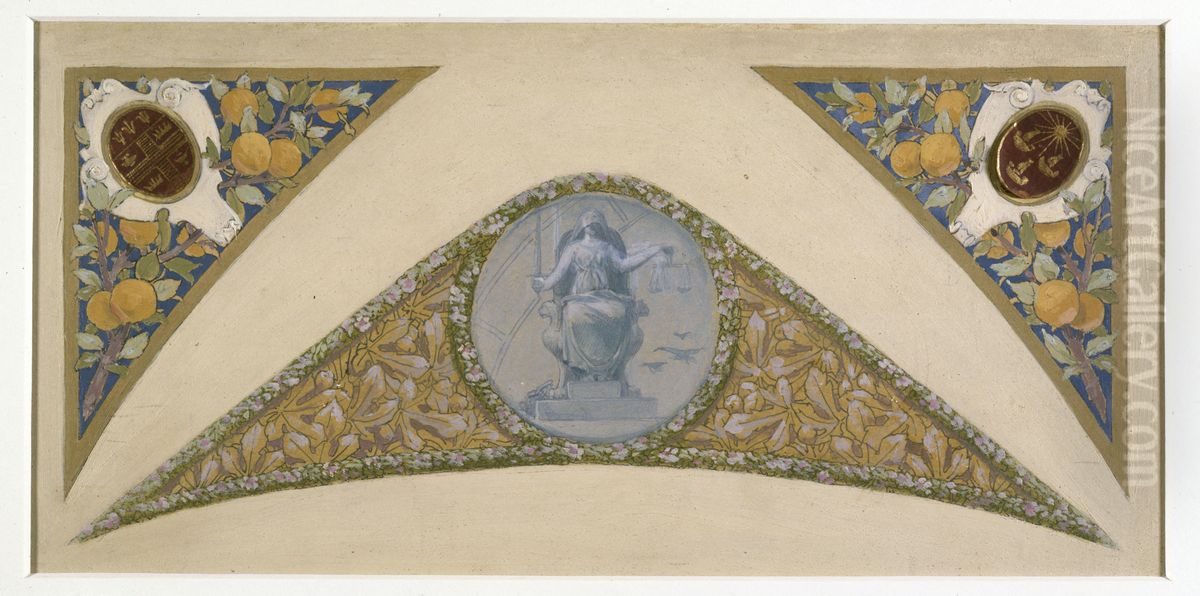 Esquisse pour l'escalier des Fetes de l'Hotel de Ville de Paris : Balance Oil Painting by Luc-Olivier Merson