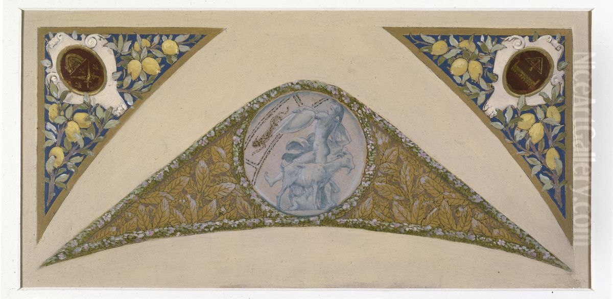 Esquisse pour l'escalier des Fetes de l'Hotel de Ville de Paris : Capricorne Oil Painting by Luc-Olivier Merson