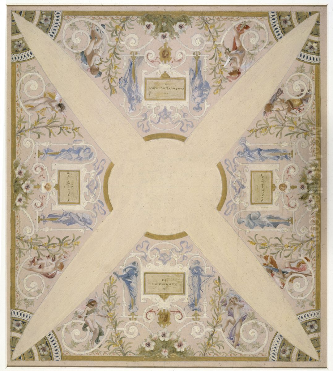 Esquisse pour l'escalier des fetes de l'Hotel de Ville de Paris : Fevrier Oil Painting by Luc-Olivier Merson